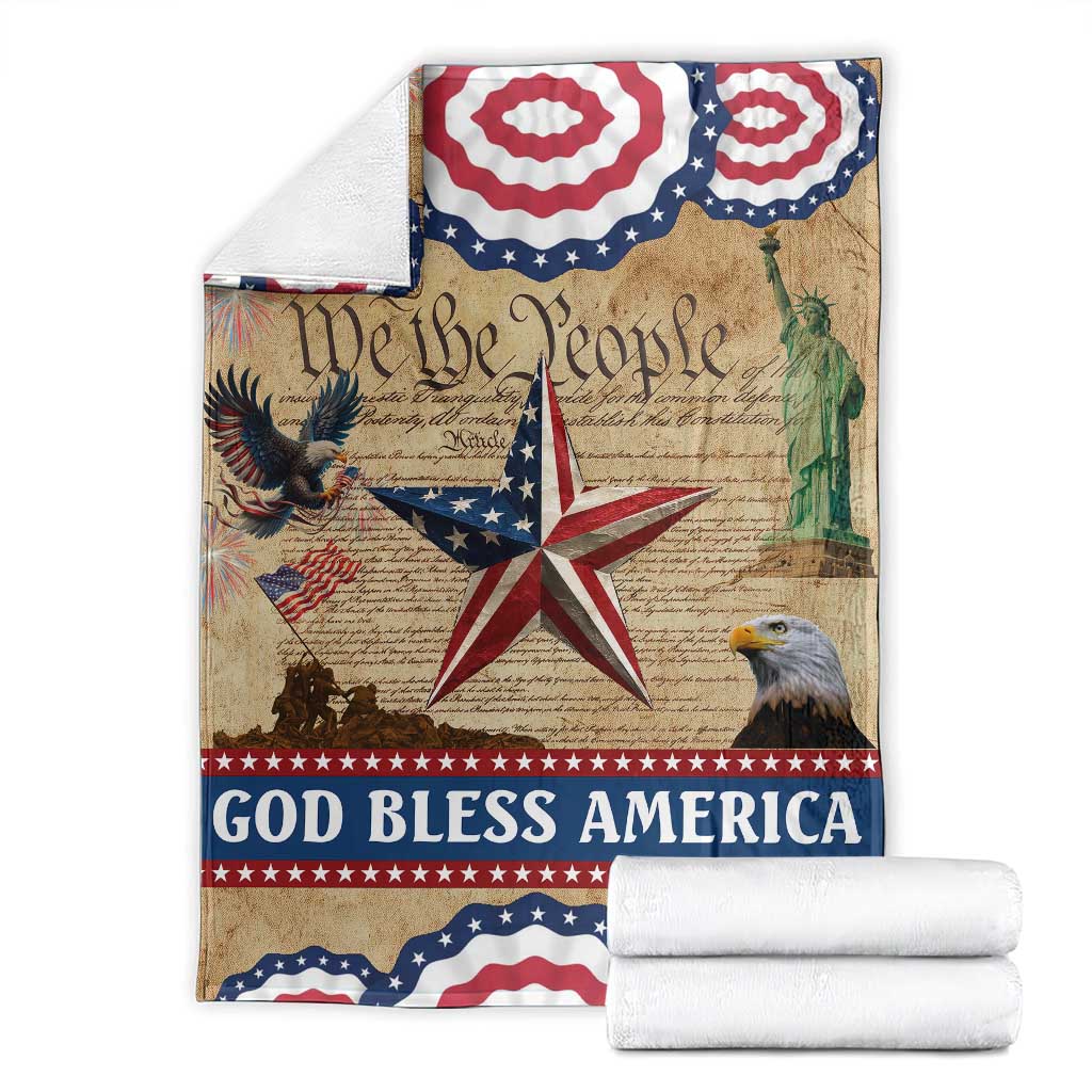 God Bless America Patriotic Eagle Throw Blanket Vintage We The People Constitution Independence Day Freedom Tribute TS02 Multicolor Print Your Wear