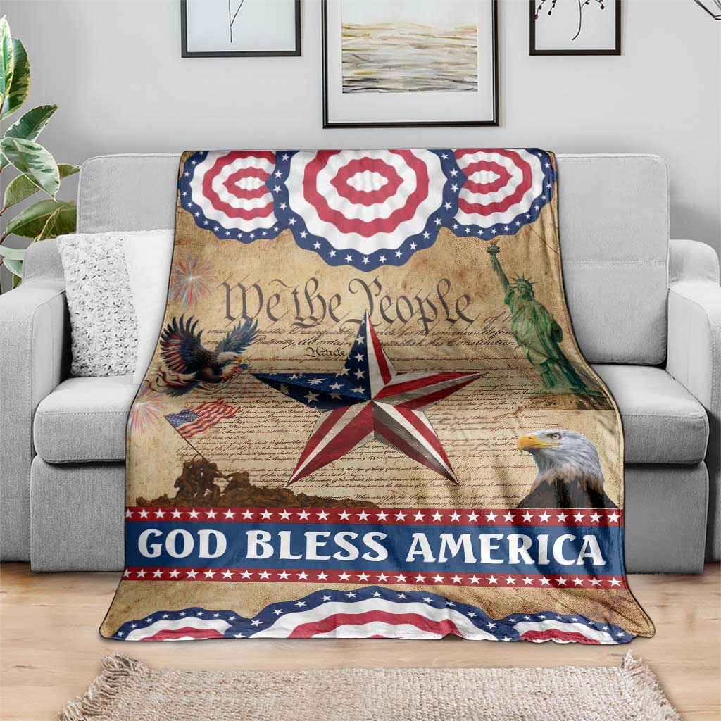 God Bless America Patriotic Eagle Throw Blanket Vintage We The People Constitution Independence Day Freedom Tribute TS02 Print Your Wear