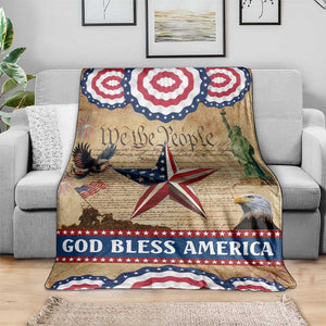 God Bless America Patriotic Eagle Throw Blanket Vintage We The People Constitution Independence Day Freedom Tribute TS02 Print Your Wear