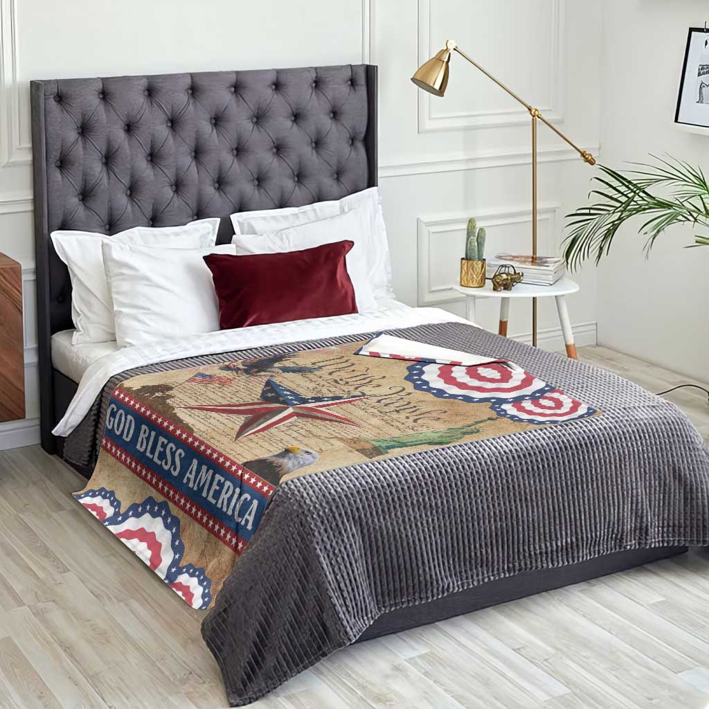 God Bless America Patriotic Eagle Throw Blanket Vintage We The People Constitution Independence Day Freedom Tribute TS02 Print Your Wear