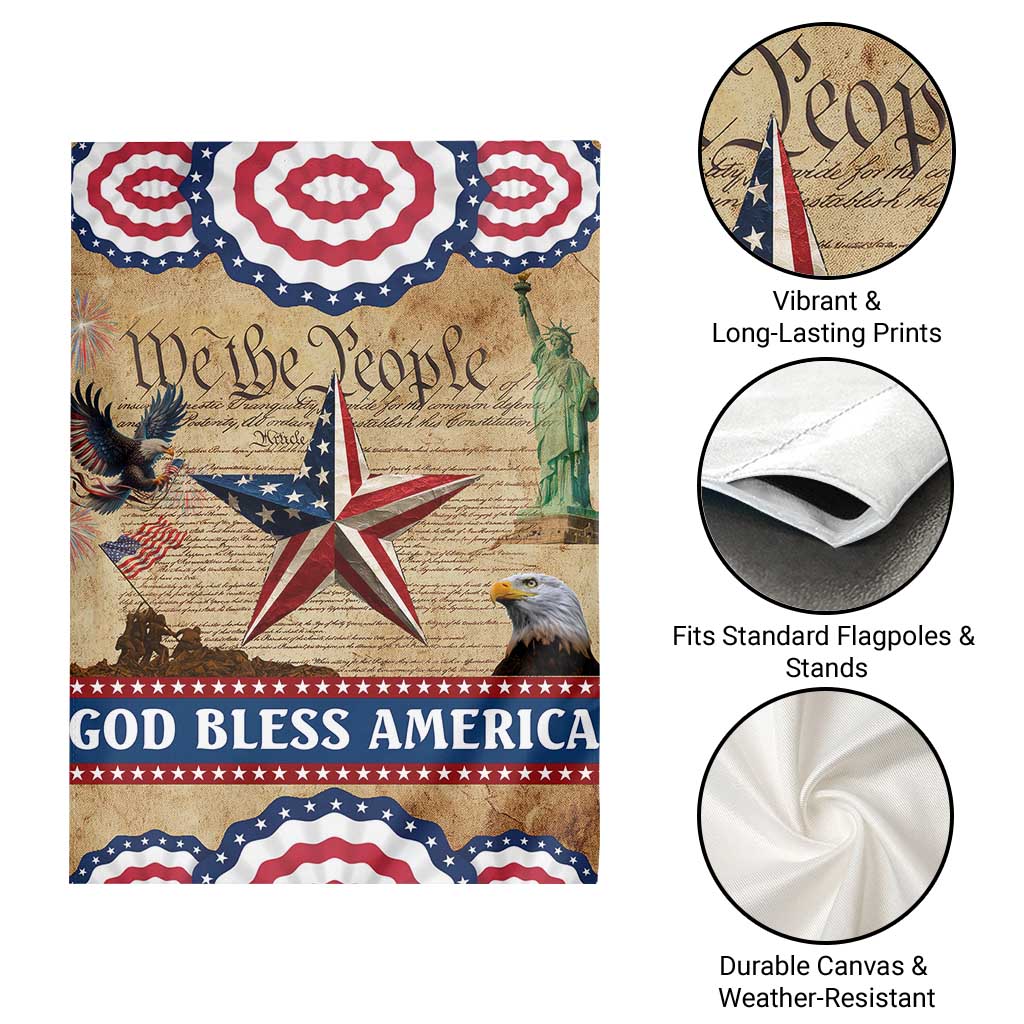 God Bless America Patriotic Eagle Garden Flag Vintage We The People Constitution Independence Day Freedom Tribute TS02 Print Your Wear
