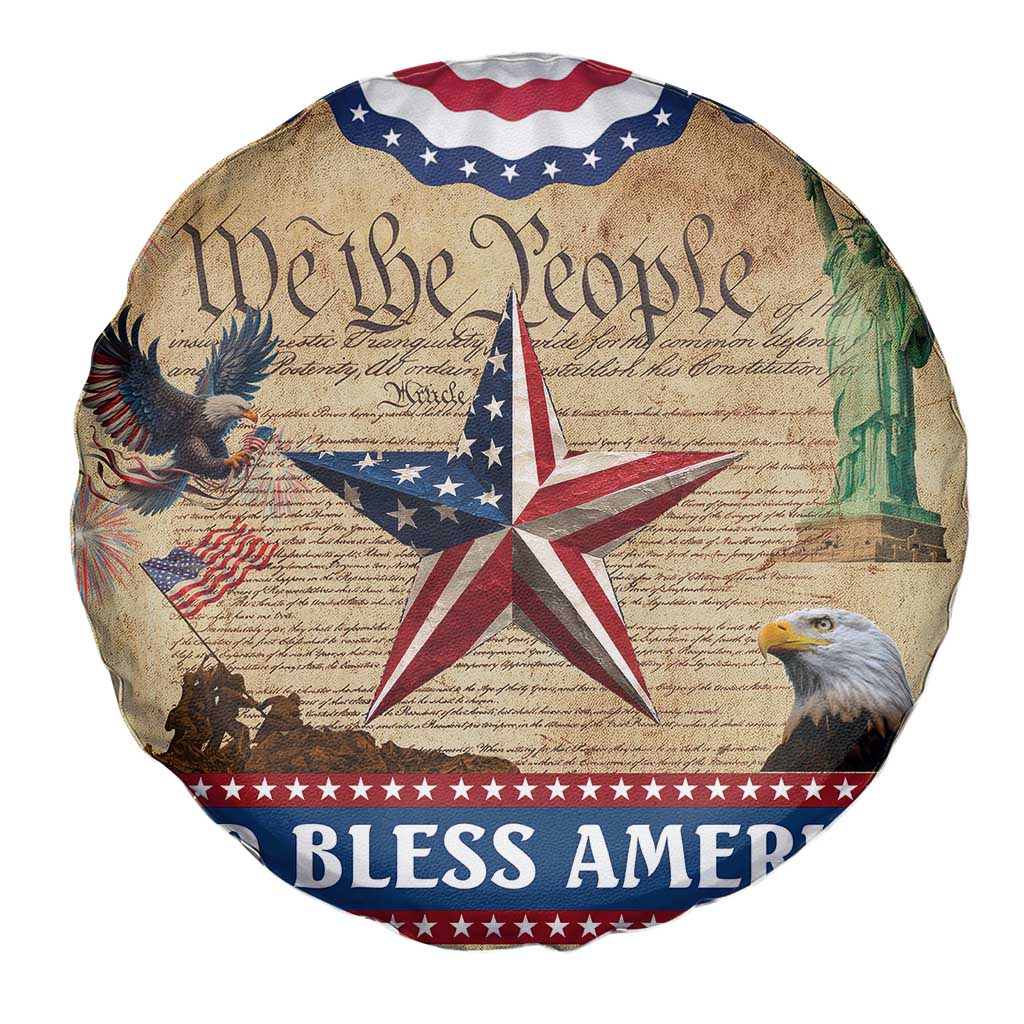 God Bless America Patriotic Eagle Spare Tire Cover Vintage We The People Constitution Independence Day Freedom Tribute TS02 Print Your Wear