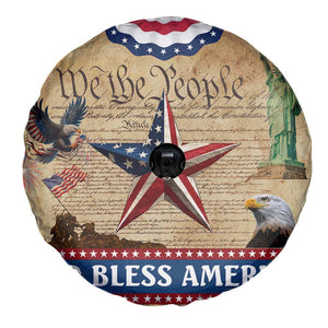 God Bless America Patriotic Eagle Spare Tire Cover Vintage We The People Constitution Independence Day Freedom Tribute TS02 Print Your Wear