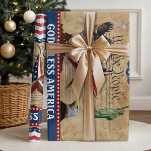 God Bless America Patriotic Eagle Wrapping Paper Roll Vintage We The People Constitution Independence Day Freedom Tribute TS02 Glossy Multicolor Print Your Wear