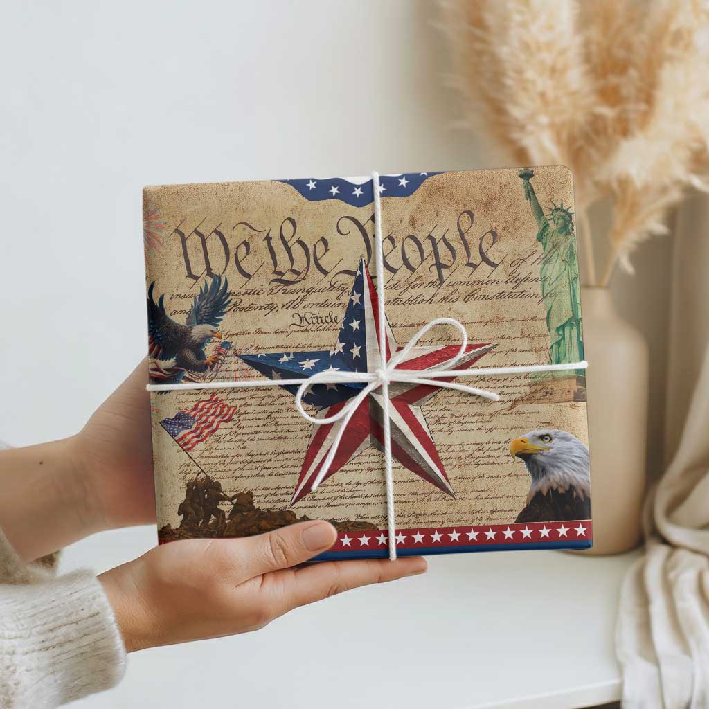 God Bless America Patriotic Eagle Wrapping Paper Roll Vintage We The People Constitution Independence Day Freedom Tribute TS02 Print Your Wear