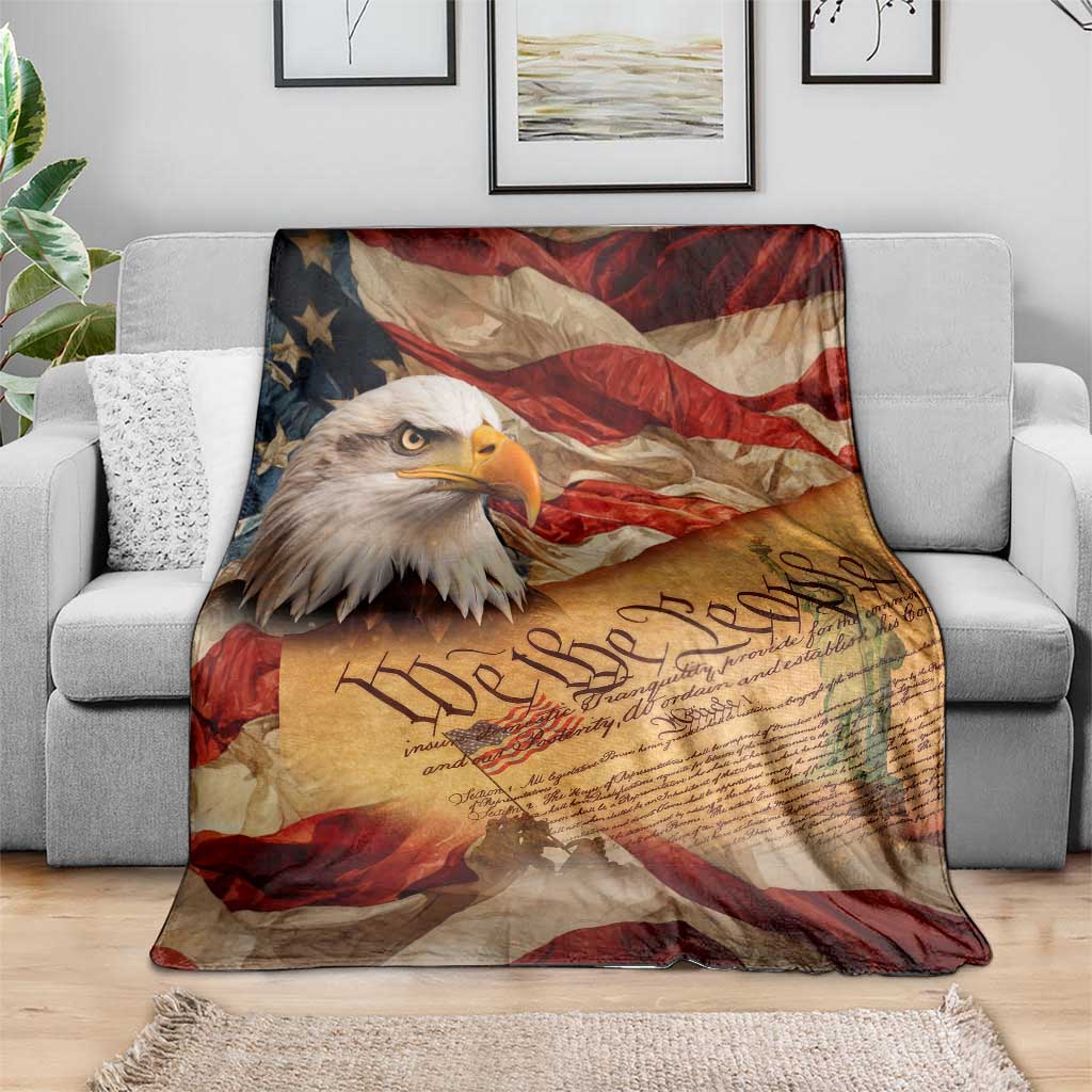 We The People Patriotic Eagle American Flag Throw Blanket Liberty Freedom USA Pride Tribute 4th of July Independence Celebration TS02 Print Your Wear