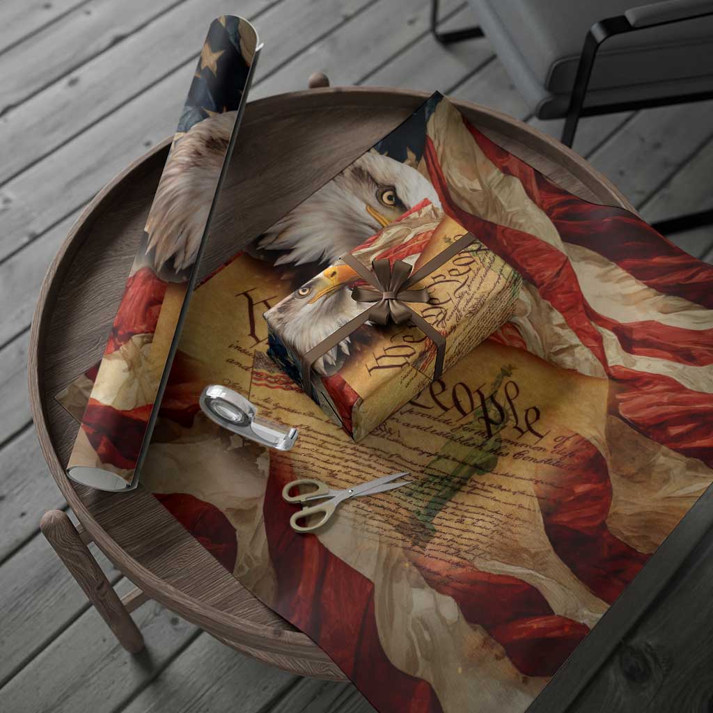 We The People Patriotic Eagle American Flag Wrapping Paper Roll Liberty Freedom USA Pride Tribute 4th of July Independence Celebration TS02 Print Your Wear