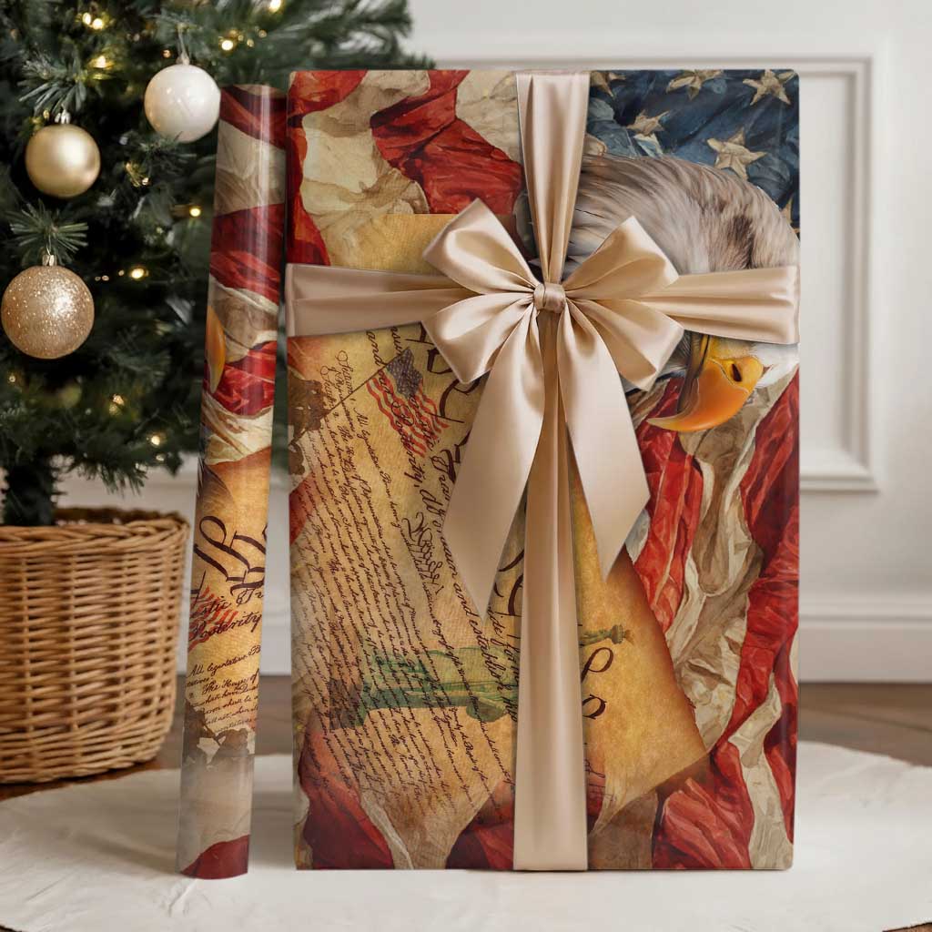 We The People Patriotic Eagle American Flag Wrapping Paper Roll Liberty Freedom USA Pride Tribute 4th of July Independence Celebration TS02 Glossy Multicolor Print Your Wear
