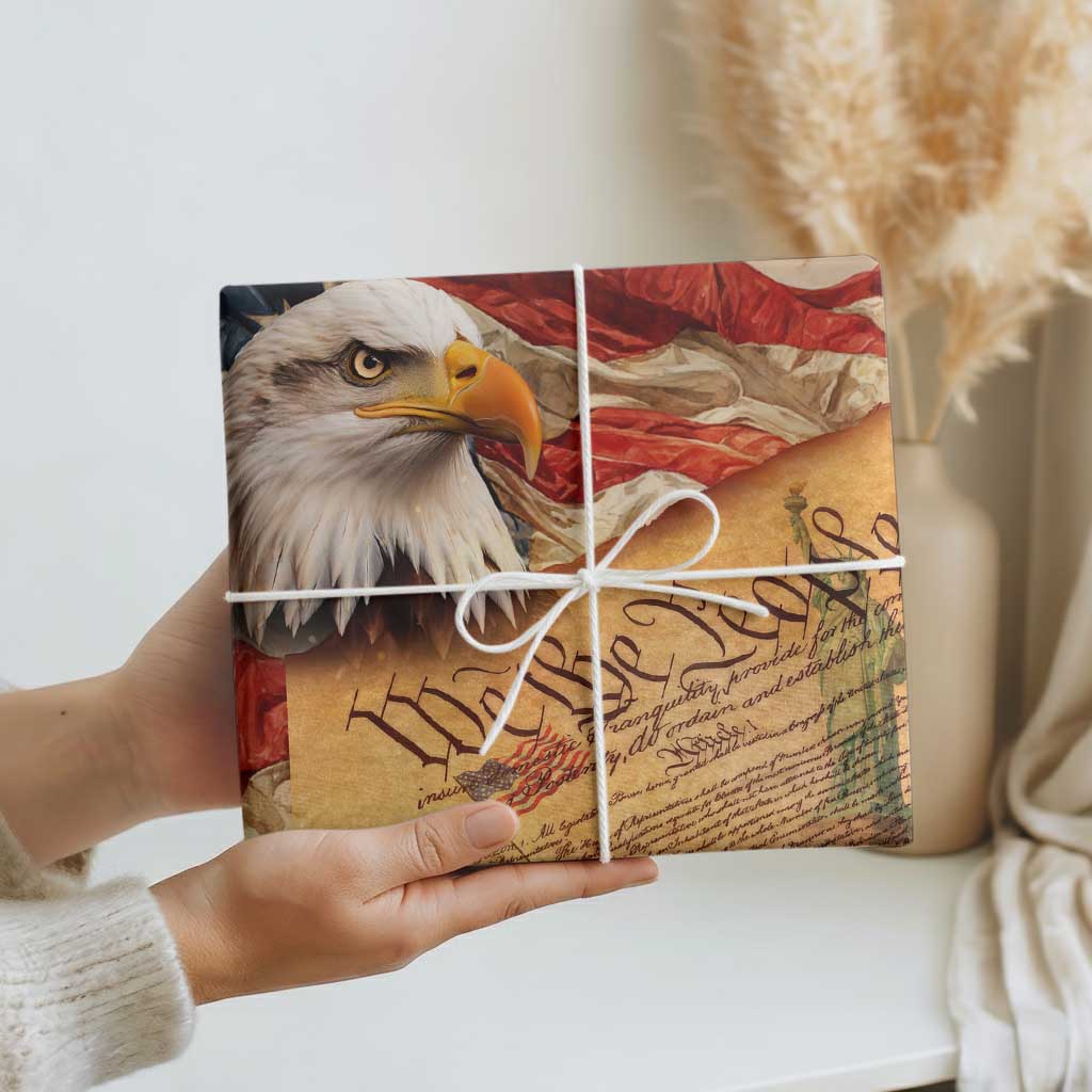 We The People Patriotic Eagle American Flag Wrapping Paper Roll Liberty Freedom USA Pride Tribute 4th of July Independence Celebration TS02 Print Your Wear