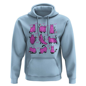 Black Cat Breast Cancer Hoodie Funny Pink Ghost Sheets Support Warrior TS02 Light Blue Print Your Wear