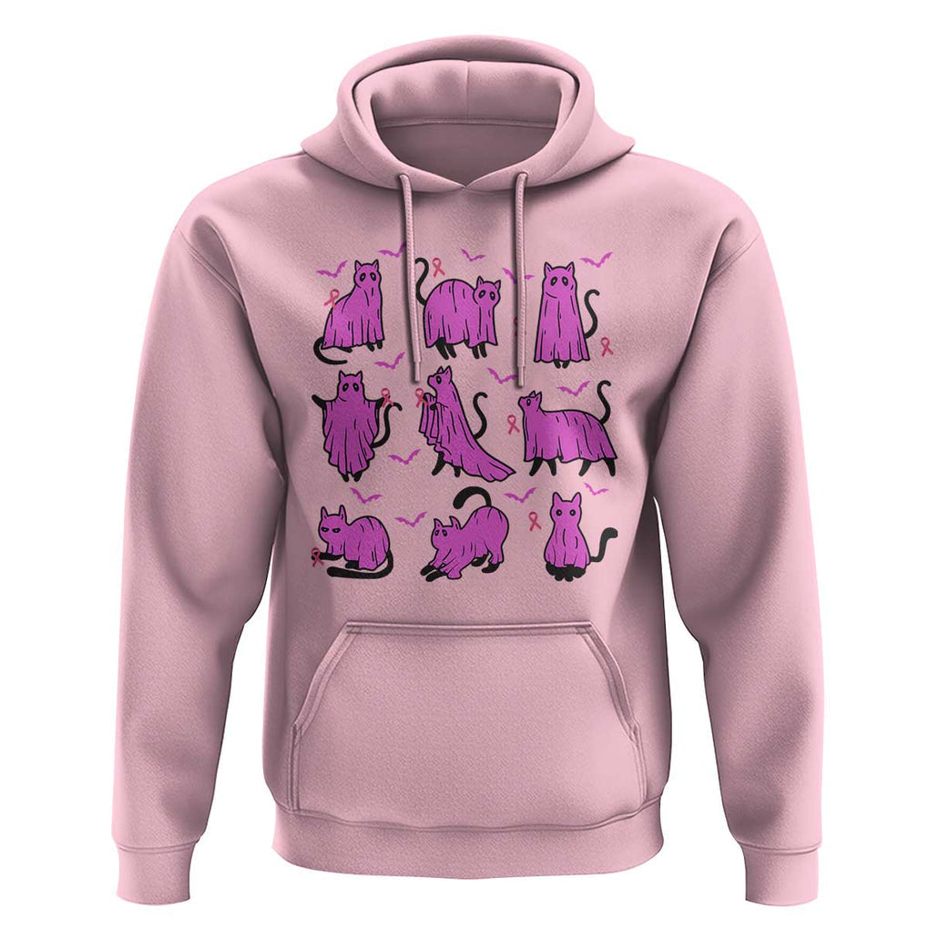 Black Cat Breast Cancer Hoodie Funny Pink Ghost Sheets Support Warrior TS02 Light Pink Print Your Wear