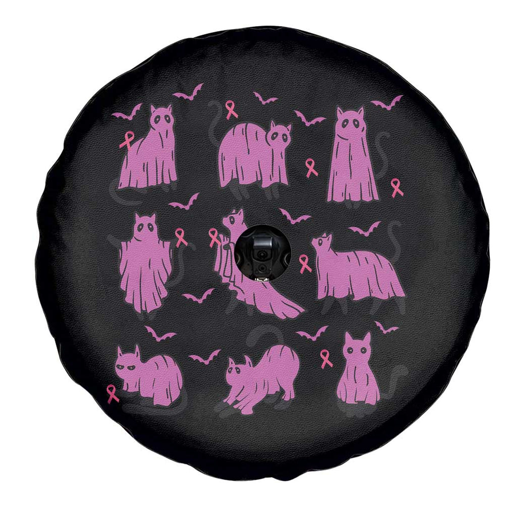 Breast Cancer Black Cat Spare Tire Cover Funny Ghost in Pink Support Squad TS02 Print Your Wear
