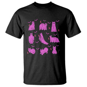 Black Cat Breast Cancer T Shirt Funny Pink Ghost Sheets Support Warrior TS02 Black Print Your Wear