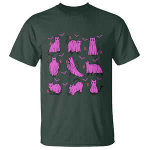 Black Cat Breast Cancer T Shirt Funny Pink Ghost Sheets Support Warrior TS02 Dark Forest Green Print Your Wear