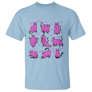 Black Cat Breast Cancer T Shirt Funny Pink Ghost Sheets Support Warrior TS02 Light Blue Print Your Wear