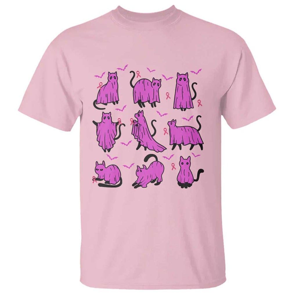 Black Cat Breast Cancer T Shirt Funny Pink Ghost Sheets Support Warrior TS02 Light Pink Print Your Wear