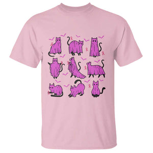 Black Cat Breast Cancer T Shirt Funny Pink Ghost Sheets Support Warrior TS02 Light Pink Print Your Wear