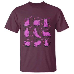 Black Cat Breast Cancer T Shirt Funny Pink Ghost Sheets Support Warrior TS02 Maroon Print Your Wear