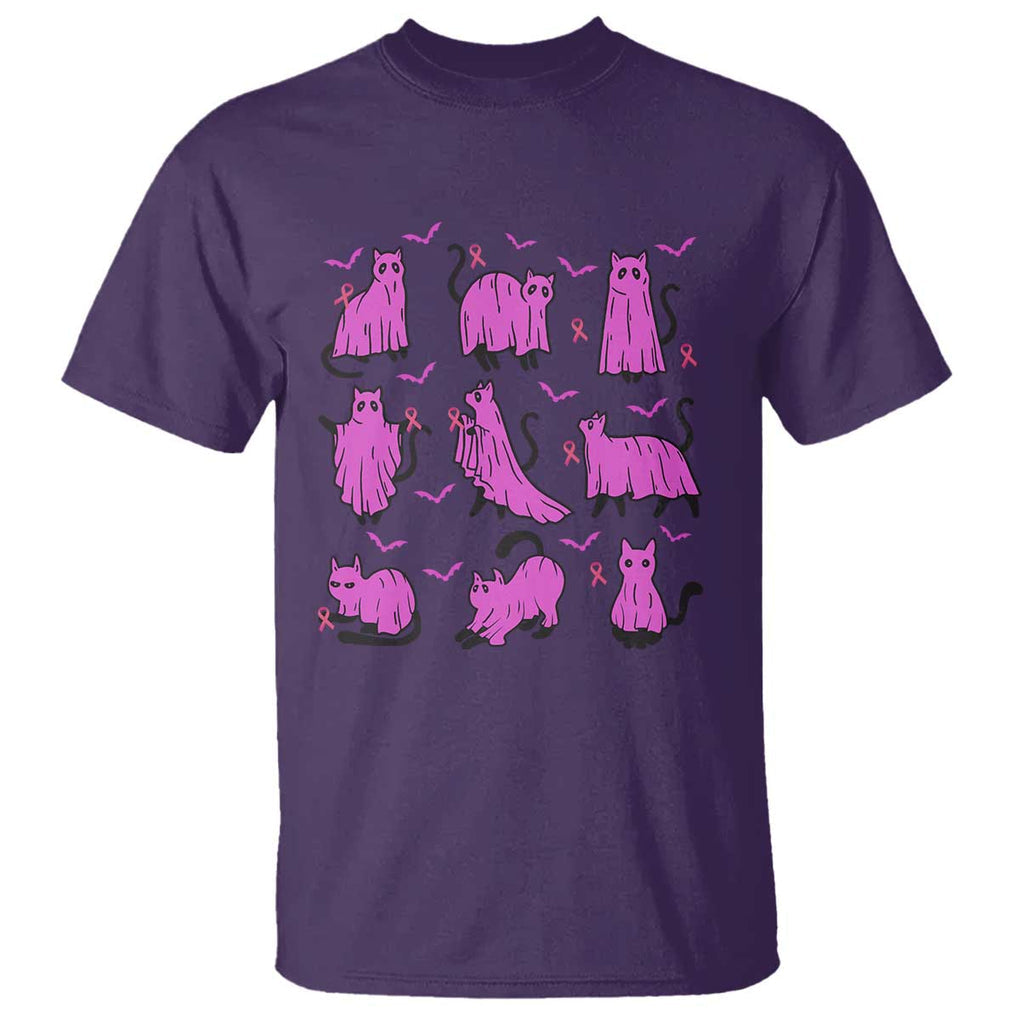 Black Cat Breast Cancer T Shirt Funny Pink Ghost Sheets Support Warrior TS02 Purple Print Your Wear