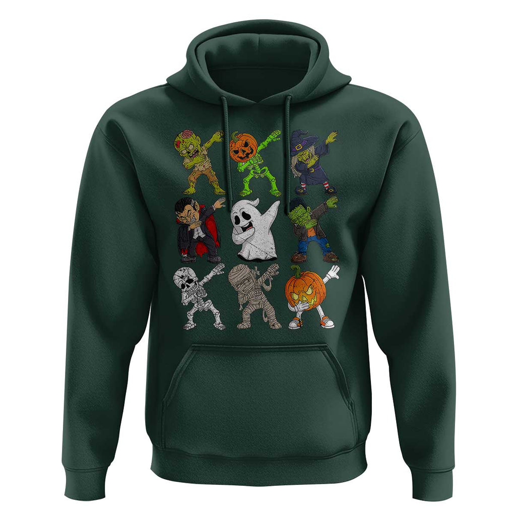 Halloween Costume Hoodie Spooky Dabbing Skeleton Zombie Scary Pumpkin TS02 Dark Forest Green Print Your Wear