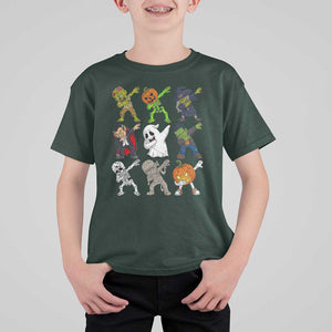 Halloween Costume T Shirt For Kid Spooky Dabbing Skeleton Zombie Scary Pumpkin TS02 Dark Forest Green Print Your Wear