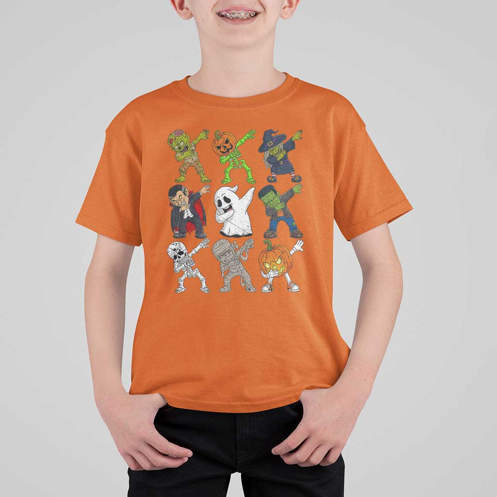 Halloween Costume T Shirt For Kid Spooky Dabbing Skeleton Zombie Scary Pumpkin TS02 Orange Print Your Wear