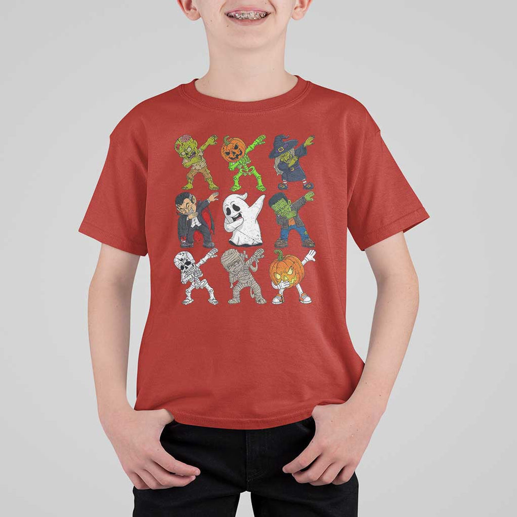 Halloween Costume T Shirt For Kid Spooky Dabbing Skeleton Zombie Scary Pumpkin TS02 Red Print Your Wear