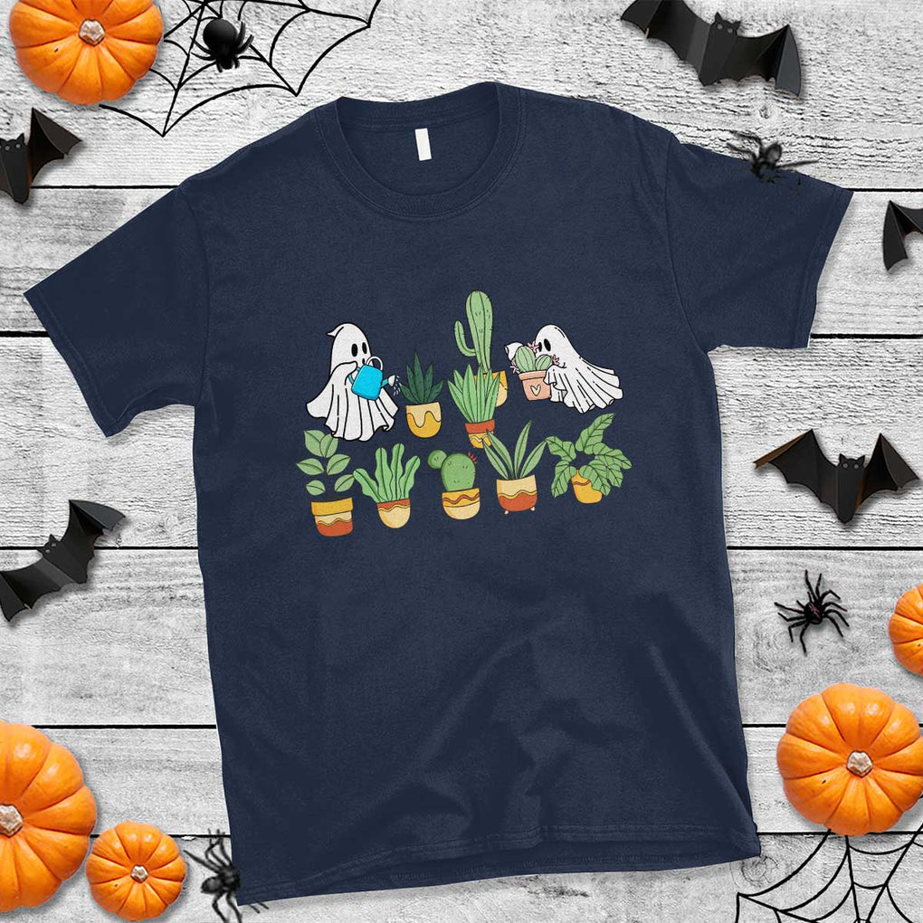 Halloween Gardening T Shirt Cute Gardener Boo Sheet Ghost Garden Plants Lover Halloween Costume TS02 Navy Print Your Wear