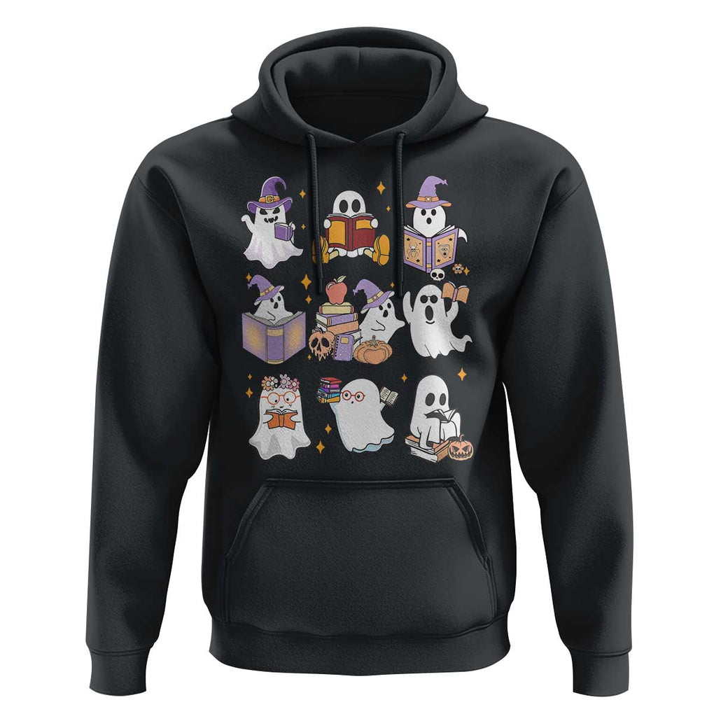 Halloween Reading Hoodie Reading Books Boo Sheet Ghosts Teacher Librarian TS02 Black Print Your Wear