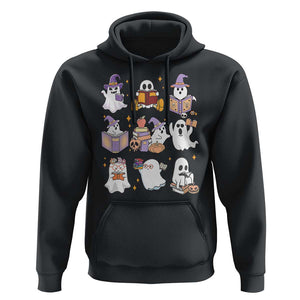 Halloween Reading Hoodie Reading Books Boo Sheet Ghosts Teacher Librarian TS02 Black Print Your Wear