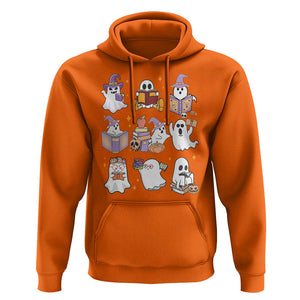 Halloween Reading Hoodie Reading Books Boo Sheet Ghosts Teacher Librarian TS02 Orange Print Your Wear