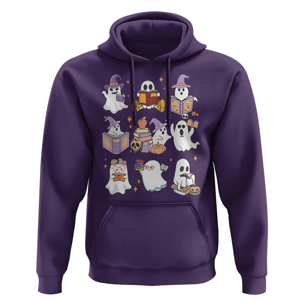 Halloween Reading Hoodie Reading Books Boo Sheet Ghosts Teacher Librarian TS02 Purple Print Your Wear