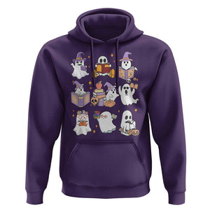 Halloween Reading Hoodie Reading Books Boo Sheet Ghosts Teacher Librarian TS02 Purple Print Your Wear