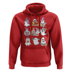 Halloween Reading Hoodie Reading Books Boo Sheet Ghosts Teacher Librarian TS02 Red Print Your Wear