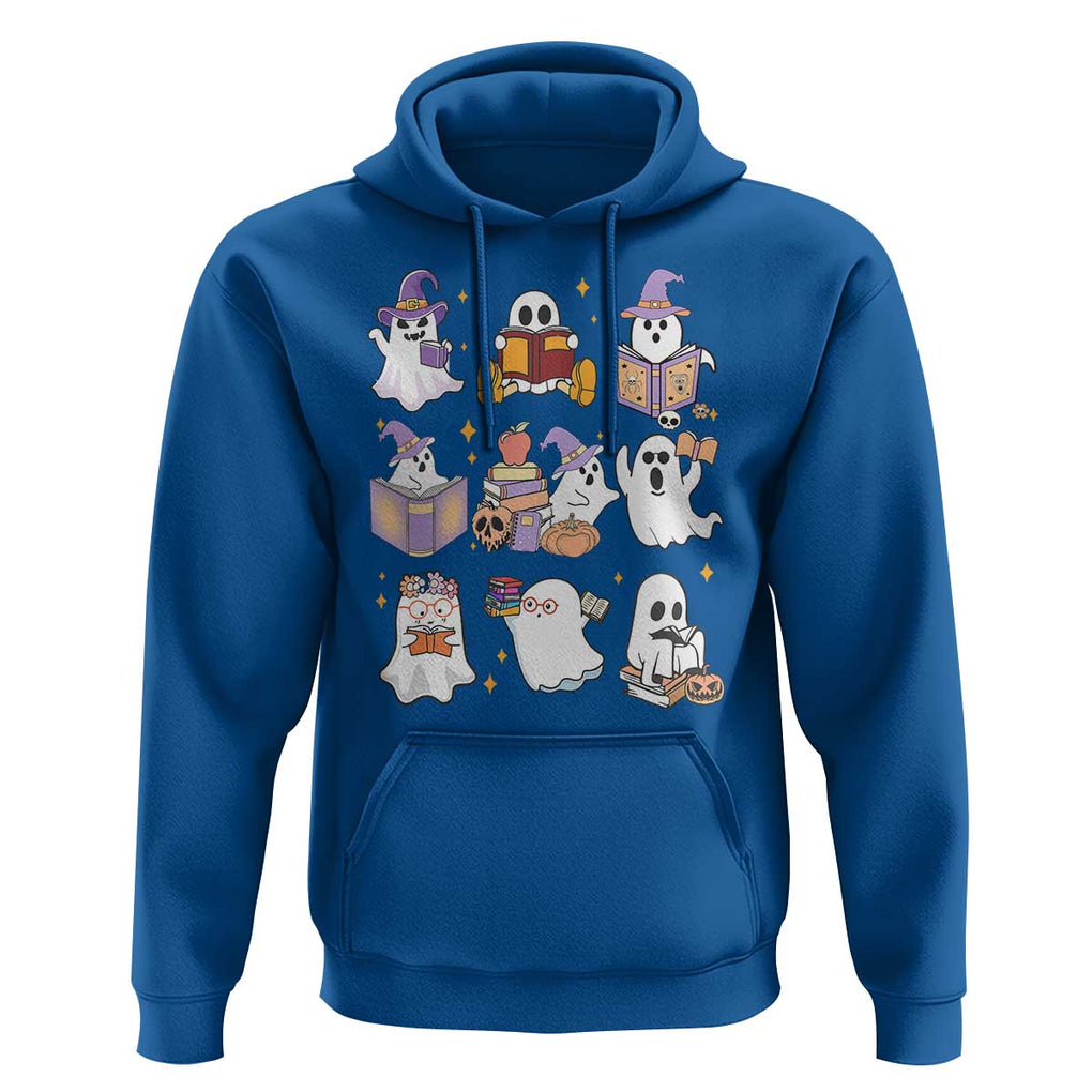 Halloween Reading Hoodie Reading Books Boo Sheet Ghosts Teacher Librarian TS02 Royal Blue Print Your Wear