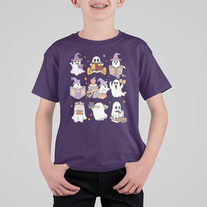 Halloween Reading T Shirt For Kid Reading Books Boo Sheet Ghosts Teacher Librarian TS02 Purple Print Your Wear