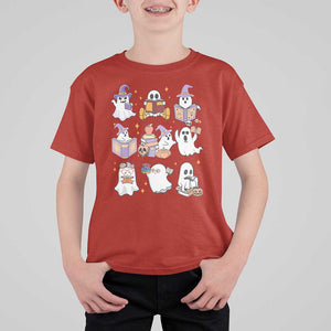 Halloween Reading T Shirt For Kid Reading Books Boo Sheet Ghosts Teacher Librarian TS02 Red Print Your Wear