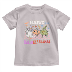 Happy HalloThanksMas Baby Shirt Halloween Thanksgiving Christmas Retro Groovy Cute TS02 Ice Gray Print Your Wear
