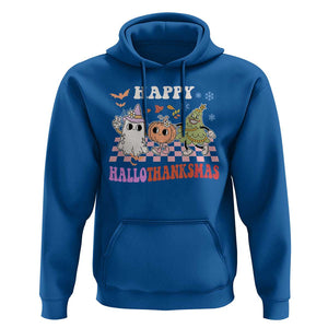 Happy HalloThanksMas Hoodie Halloween Thanksgiving Christmas Groovy TS02 Royal Blue Print Your Wear