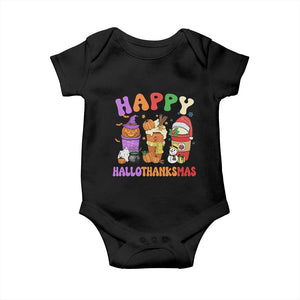 Happy HalloThanksMas Latte Baby Onesie Halloween Thanksgiving Christmas TS02 Black Print Your Wear