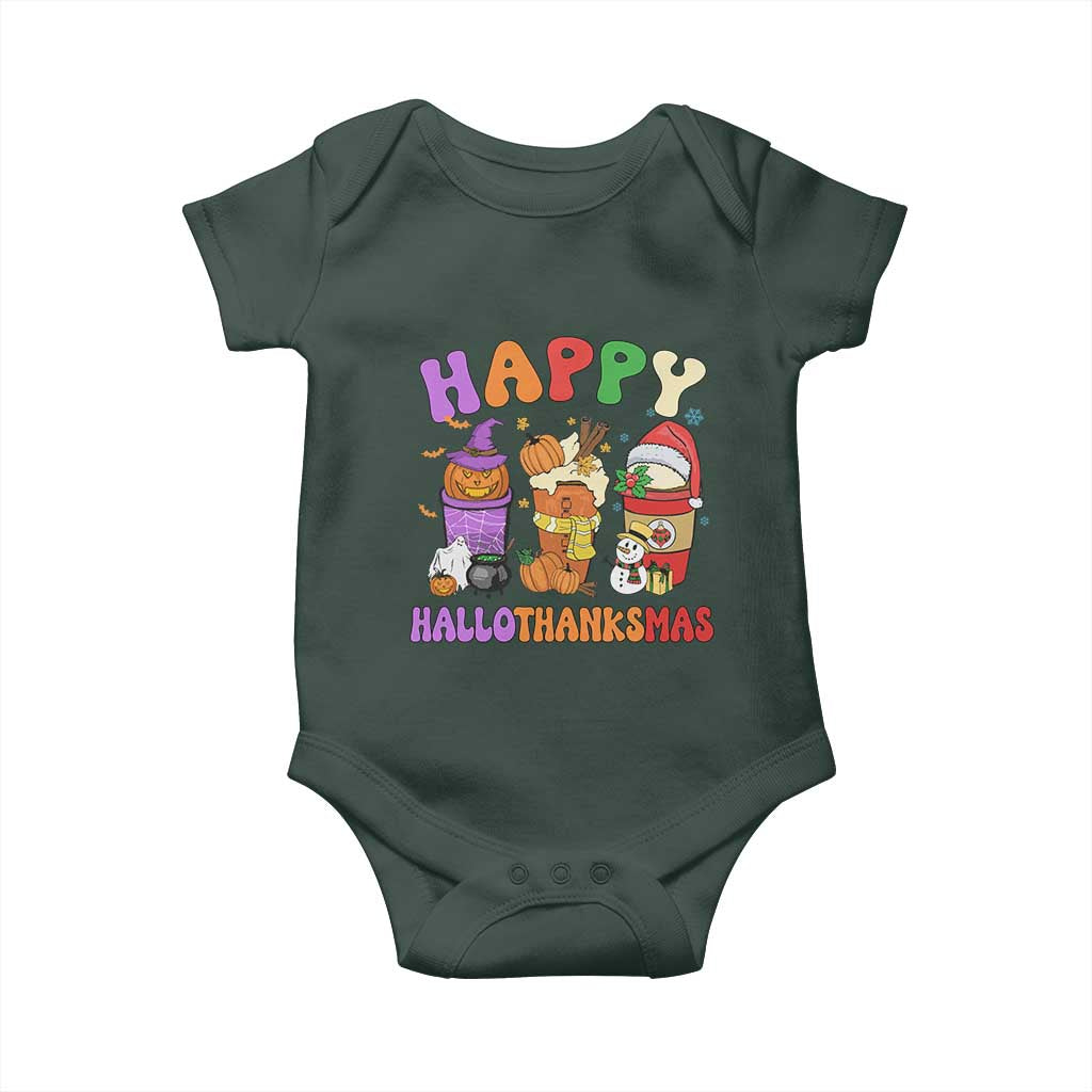 Happy HalloThanksMas Latte Baby Onesie Halloween Thanksgiving Christmas TS02 Print Your Wear