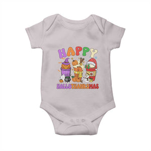 Happy HalloThanksMas Latte Baby Onesie Halloween Thanksgiving Christmas TS02 Ice Gray Print Your Wear