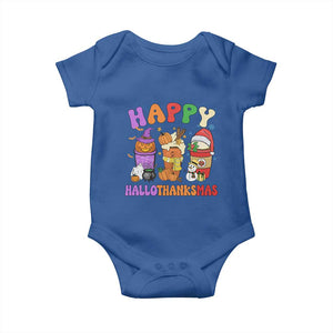 Happy HalloThanksMas Latte Baby Onesie Halloween Thanksgiving Christmas TS02 Royal Blue Print Your Wear