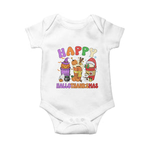 Happy HalloThanksMas Latte Baby Onesie Halloween Thanksgiving Christmas TS02 White Print Your Wear