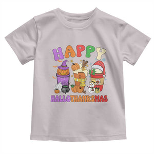 Happy HalloThanksMas Latte Baby Shirt Halloween Thanksgiving Christmas TS02 Ice Gray Print Your Wear