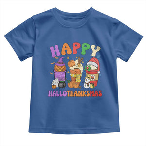 Happy HalloThanksMas Latte Baby Shirt Halloween Thanksgiving Christmas TS02 Royal Blue Print Your Wear