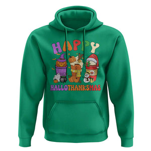 Happy HalloThanksMas Latte Hoodie Halloween Thanksgiving Christmas TS02 Irish Green Print Your Wear