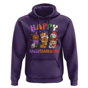 Happy HalloThanksMas Latte Hoodie Halloween Thanksgiving Christmas TS02 Purple Print Your Wear