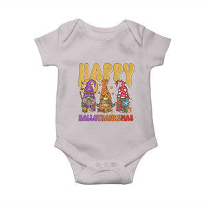 Happy HalloThanksMas Gnomes Baby Onesie Halloween Thanksgiving Christmas TS02 Ice Gray Print Your Wear