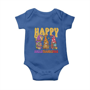 Happy HalloThanksMas Gnomes Baby Onesie Halloween Thanksgiving Christmas TS02 Royal Blue Print Your Wear